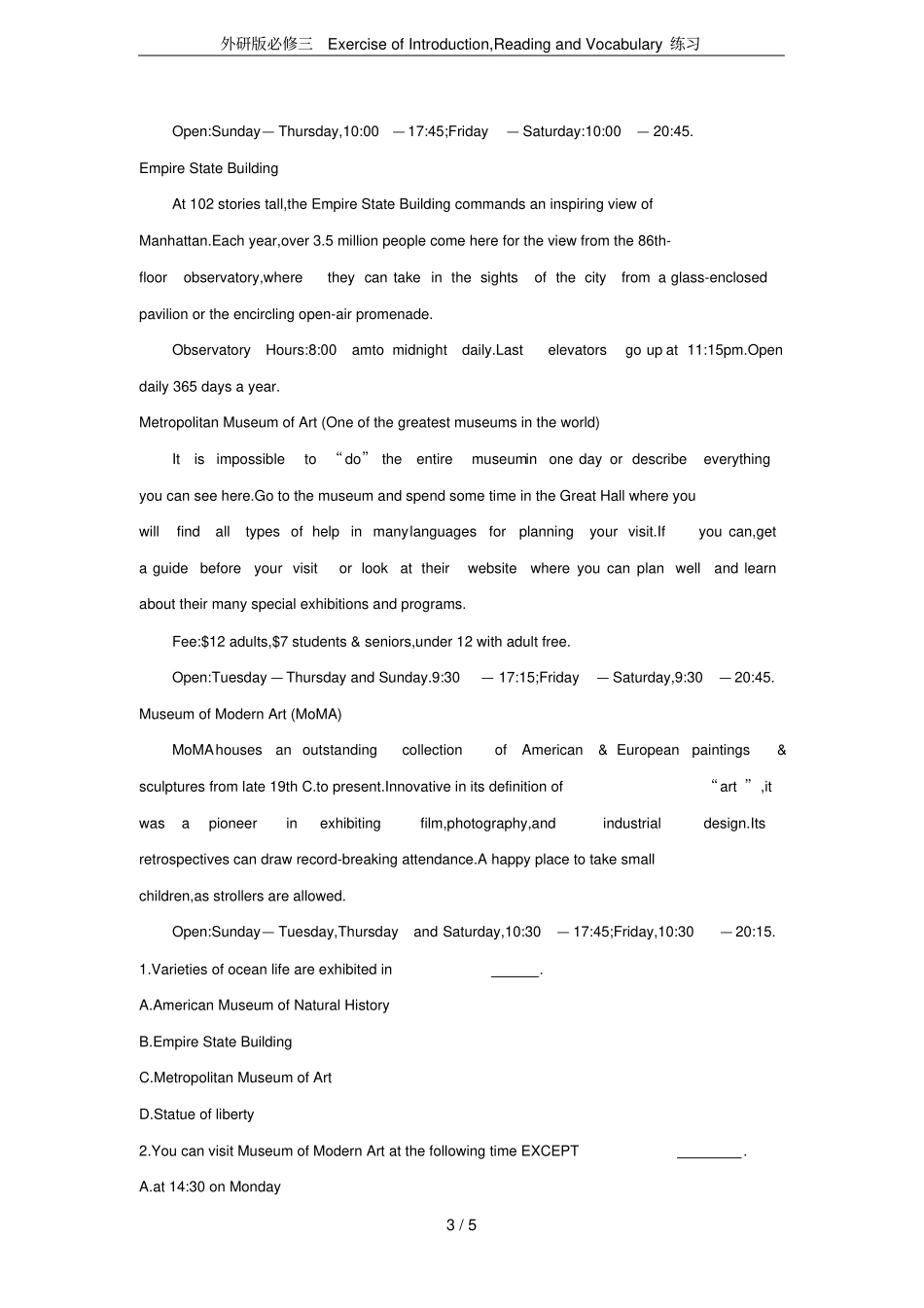外研版必修三ExerciseofIntroduction,ReadingandVocabul_第3页