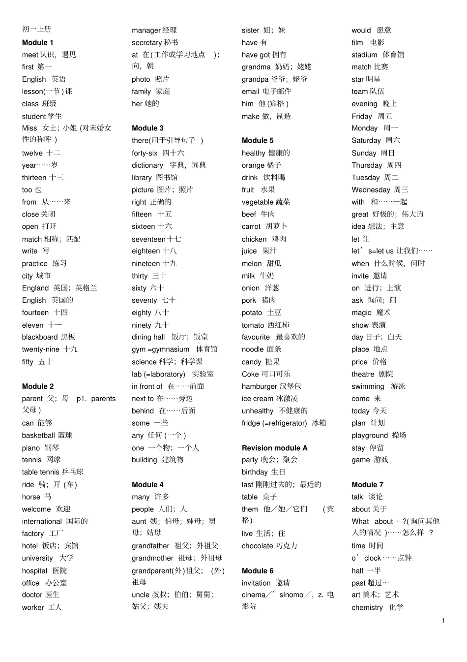 外研社初中英语7-9年级全6册单词汇总教材_第1页