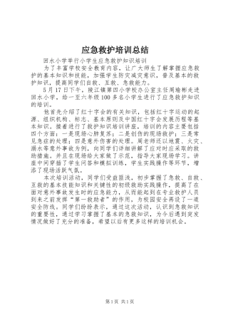 应急救护培训总结 