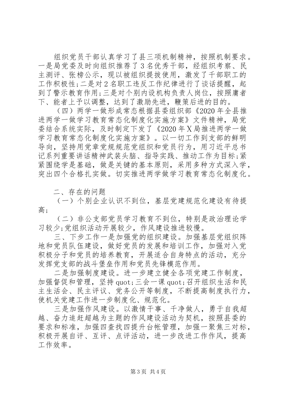 XX年上半年党的建设工作总结暨下半年工作谋划 _第3页