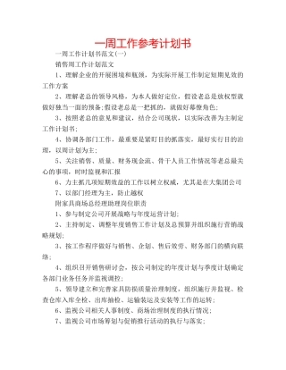 一周工作参考计划书 