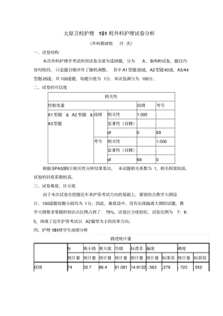 外科护理试卷及成绩分析资料