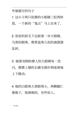 外貌描写的句子