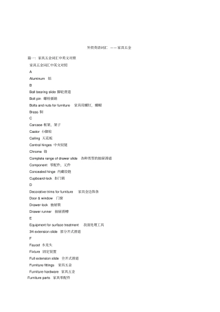 外贸英语词汇——家具五金