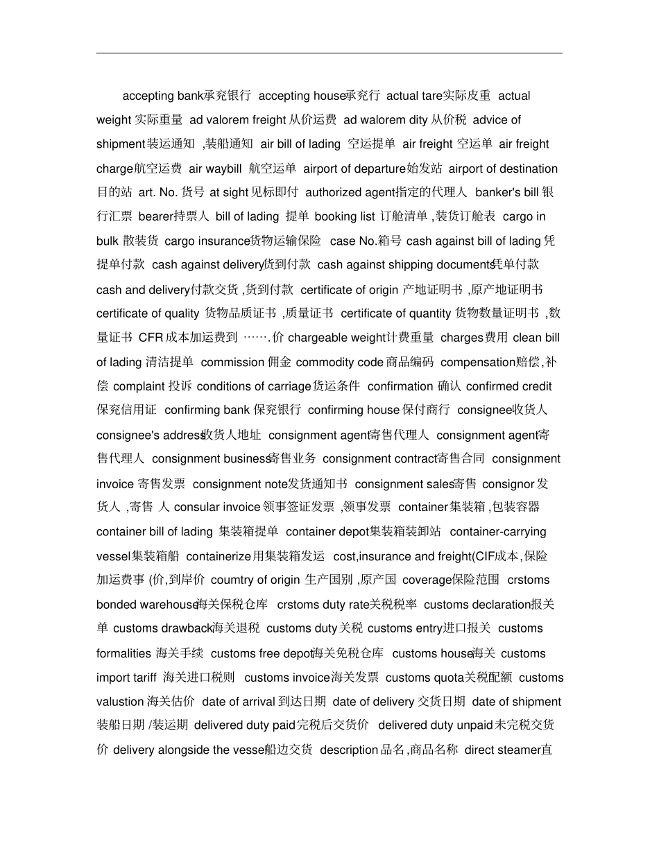 外贸必备：报关英语词汇概要_第1页