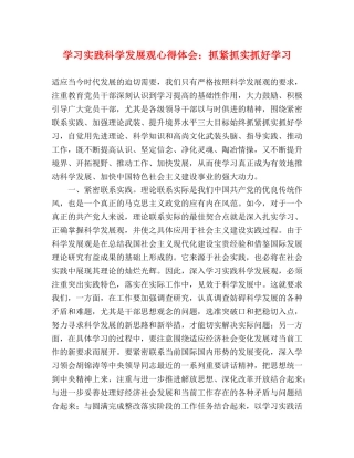 学习实践科学发展观心得体会：抓紧抓实抓好学习 