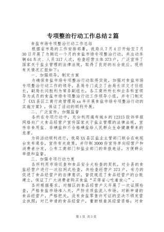 专项整治行动工作总结2篇