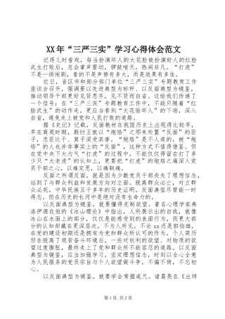 XX年“三严三实”学习体会心得范文