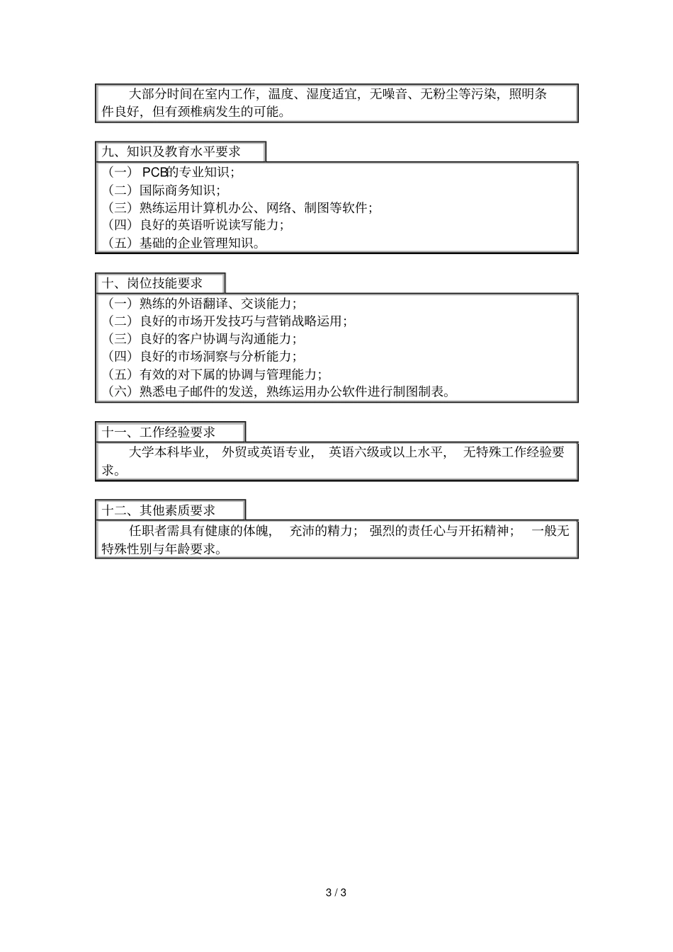 外销主管岗位详细说明书_第3页