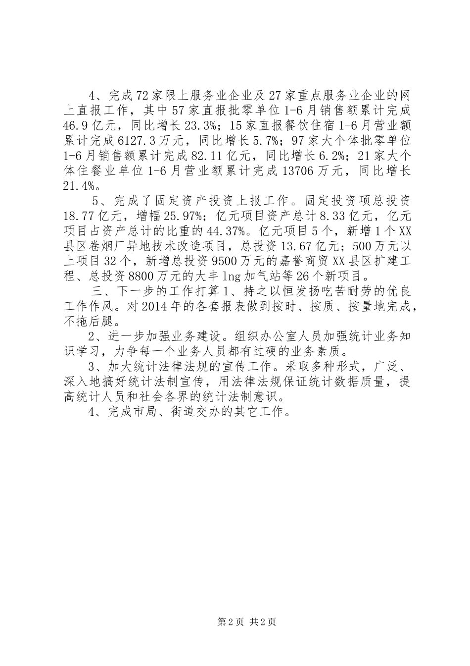 XX年街道统计办工作总结 _第2页