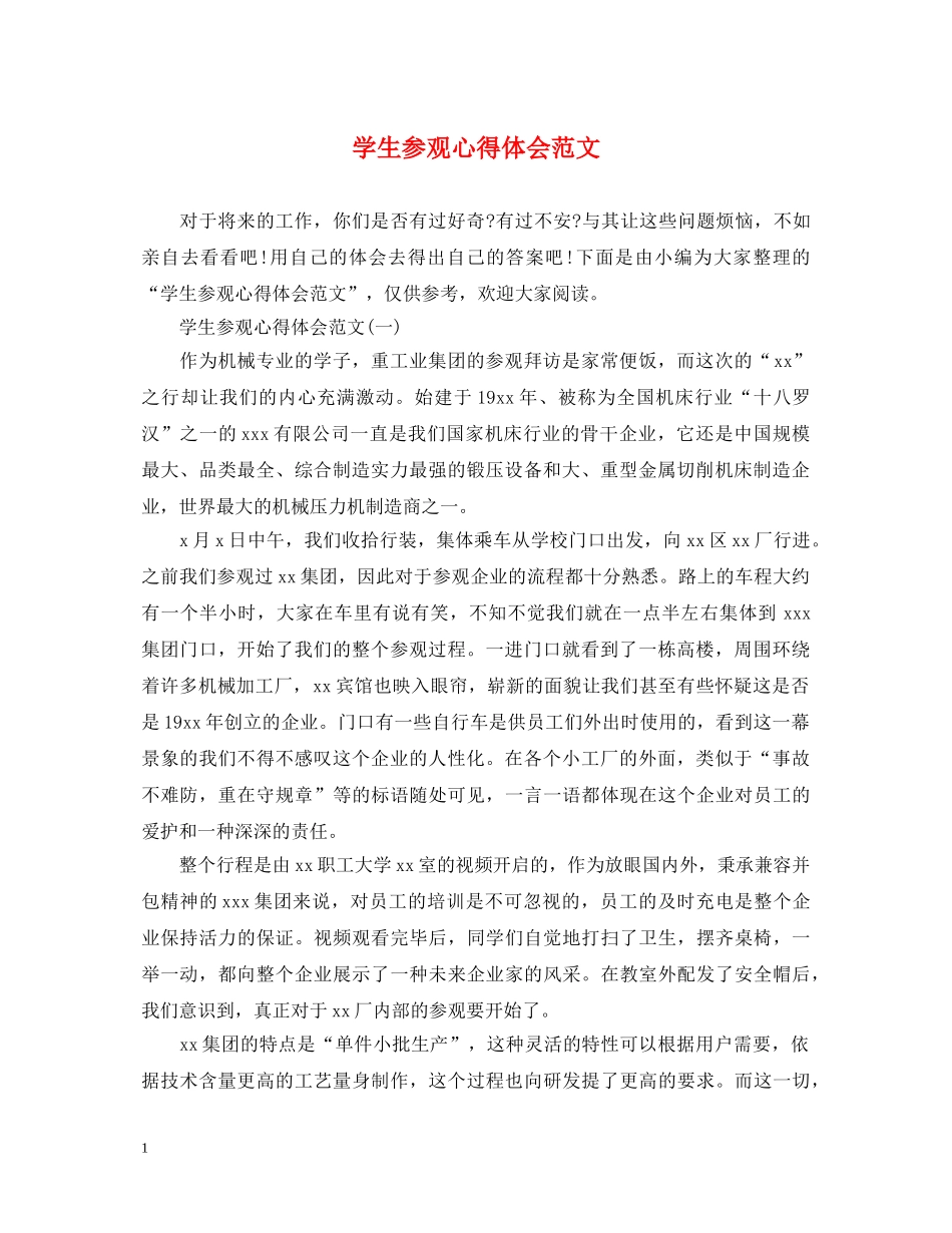 学生参观心得体会范文 _第1页