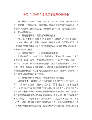 学习“123456”总体工作思路心得体会 