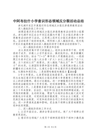 中阿布拉什小学意识形态领域反分裂活动总结 