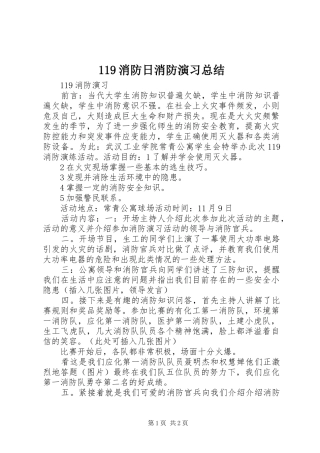119消防日消防演习总结 