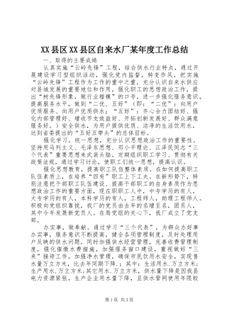 XX县区XX县区自来水厂某年度工作总结 
