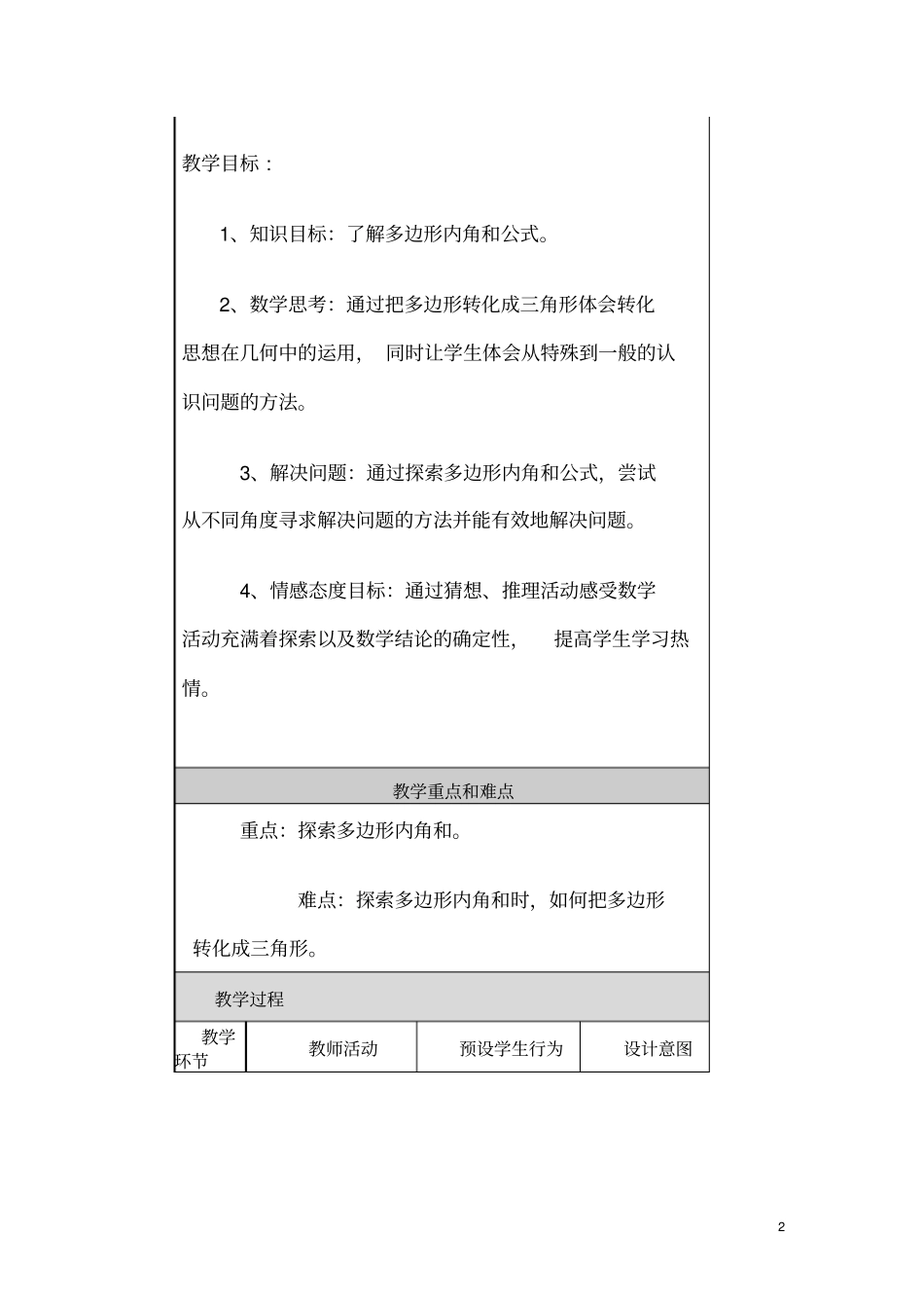 多边形内角和教学设计和反思_第2页