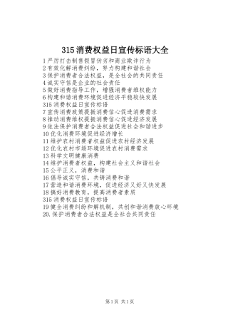 315消费权益日宣传标语大全