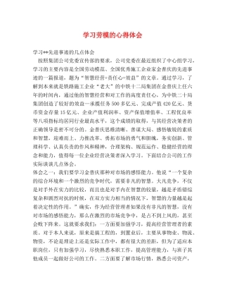 学习劳模的心得体会 (2) 