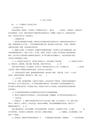 大二班长工作总结