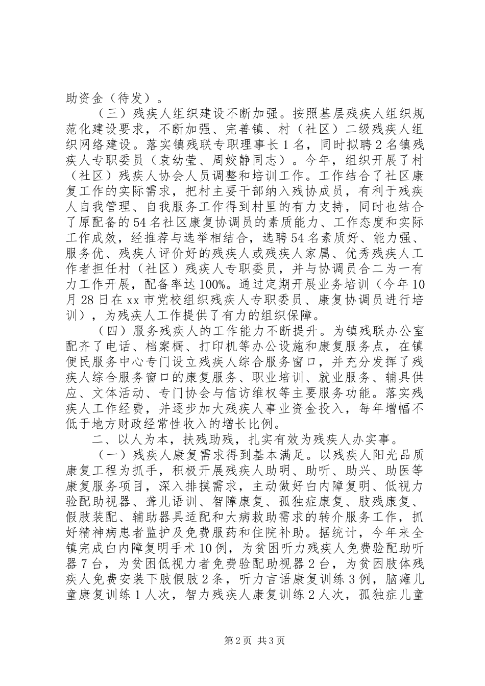 XX年乡镇残联工作总结 _第2页