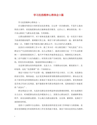 学习沈浩精神心得体会3篇 