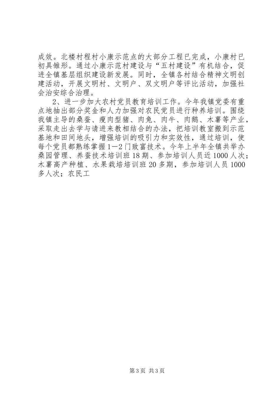 XX镇二○○五年上半年党建工作总结 _第3页