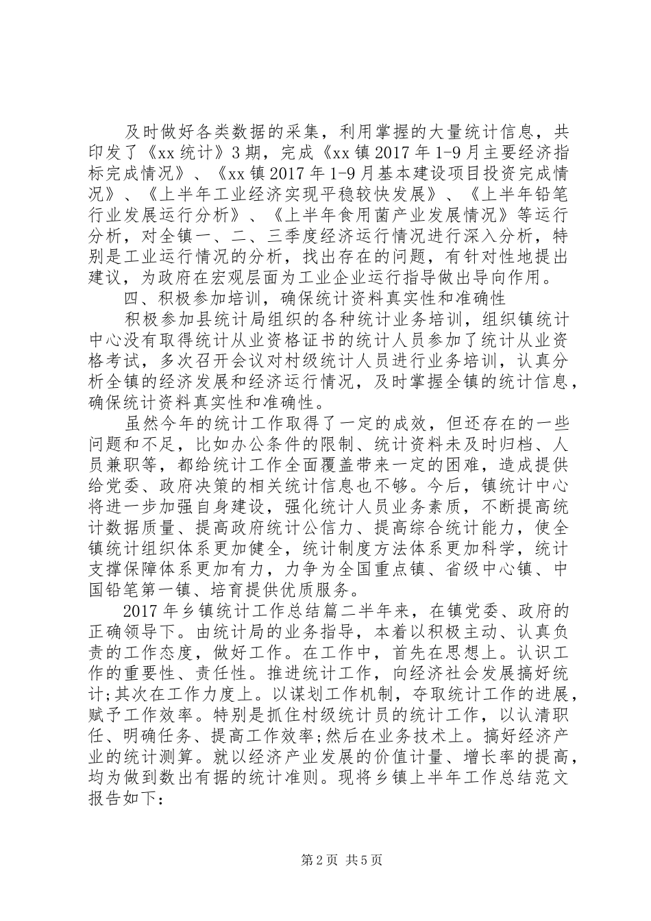 XX年乡镇统计工作总结 _第2页