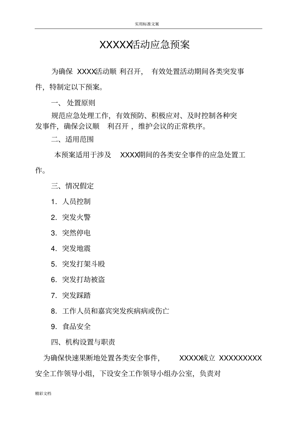 大型活动安全系统预案实用模板_第1页