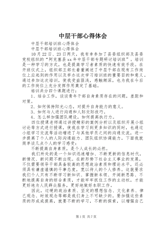 中层干部体会心得