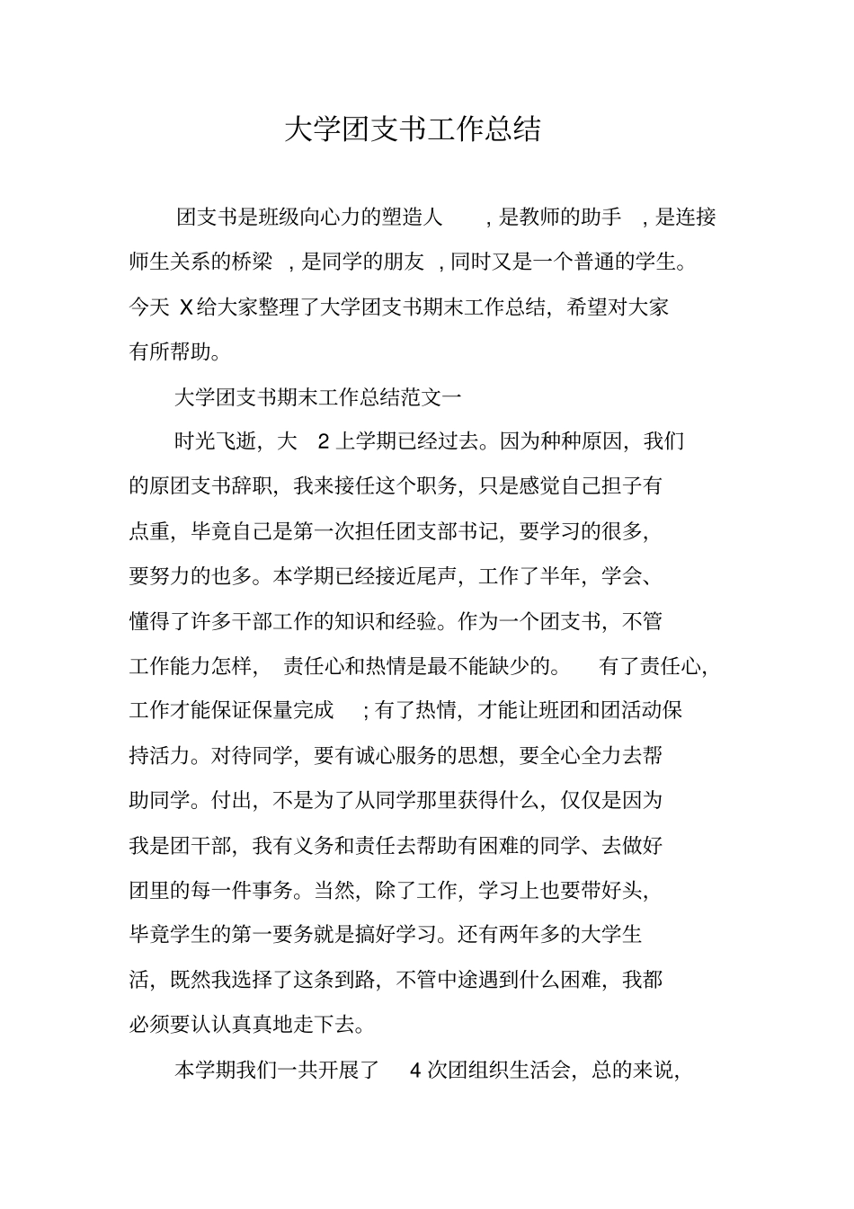 大学团支书工作总结_第1页