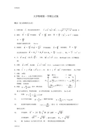 大学物理公式大全