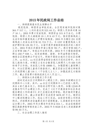 202X年民政局工作总结