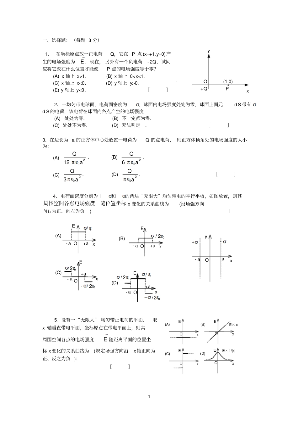 大学物理静电学题库及答案_第1页