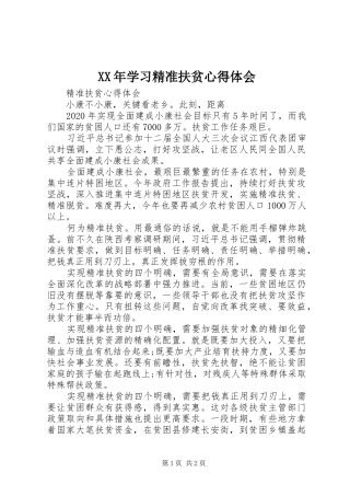 XX年学习精准扶贫体会心得