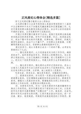 正风肃纪体会心得[精选多篇]