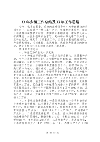XX年乡镇工作总结及XX年工作思路 