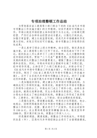 专项治理整顿工作总结 