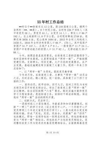 XX年村工作总结 