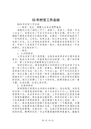 XX年村官工作总结 