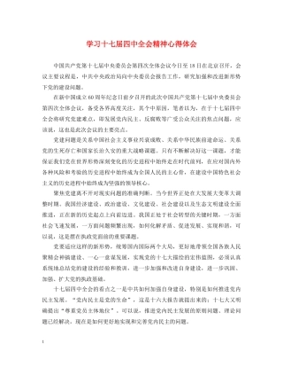 学习十七届四中全会精神心得体会 