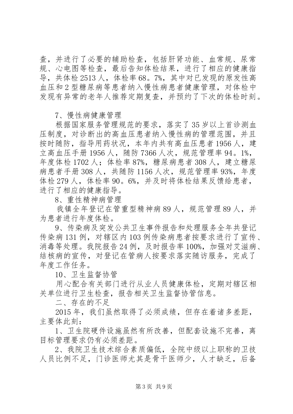 20XX年最新卫生院工作总结范文_第3页