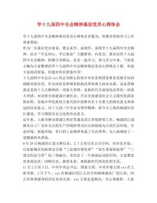 学十九届四中全会精神基层党员心得体会 