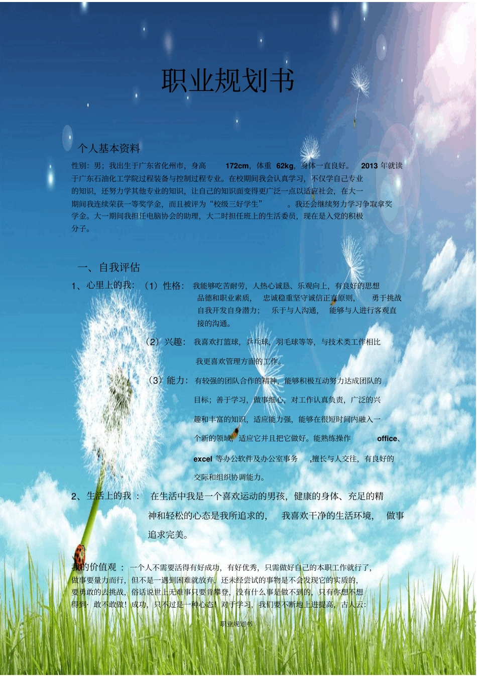 大学生装控专业职业生涯规划书_第2页