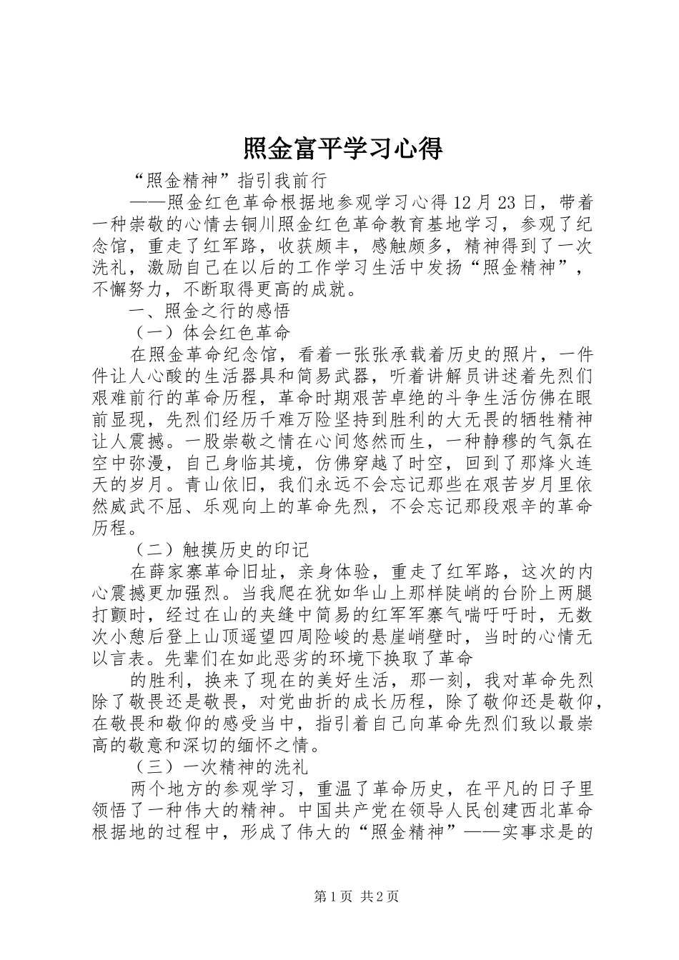照金富平学习体会_第1页