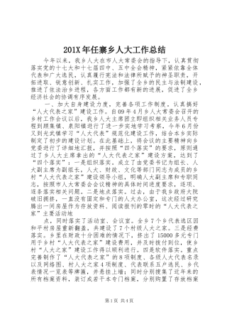 202X年任寨乡人大工作总结