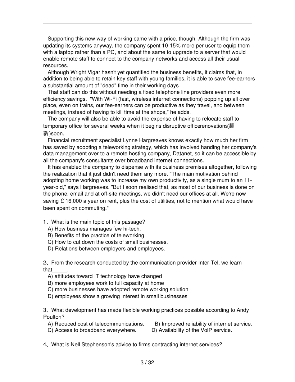 大学英语六级真题库_第3页