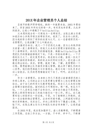 202X年企业管理员个人总结