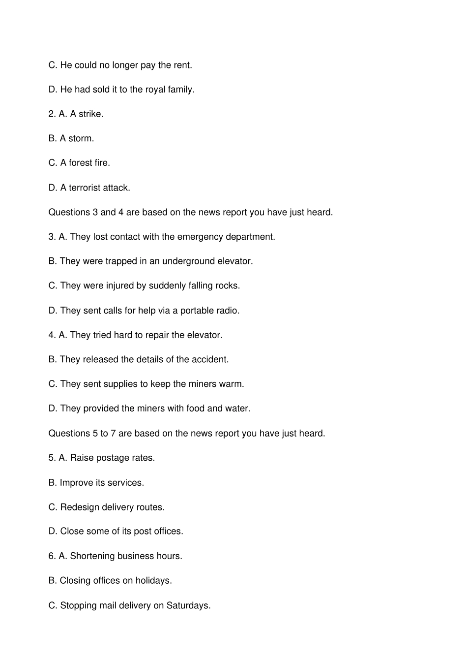 大学英语四级考试真题第一套_第2页