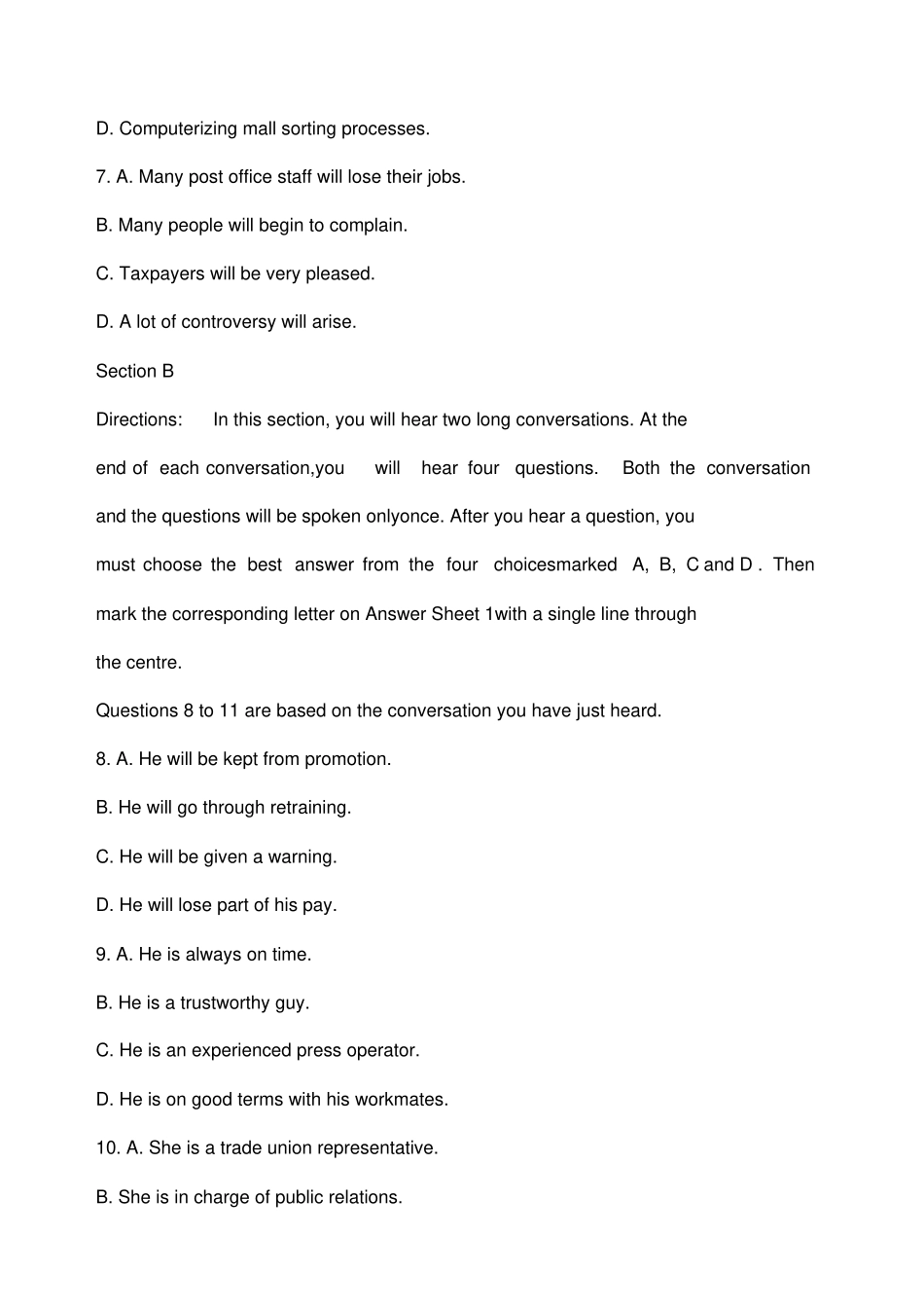 大学英语四级考试真题第一套_第3页