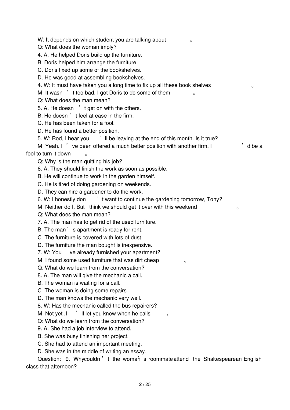 大学英语四级真题及标准答案多套题及详解_第2页